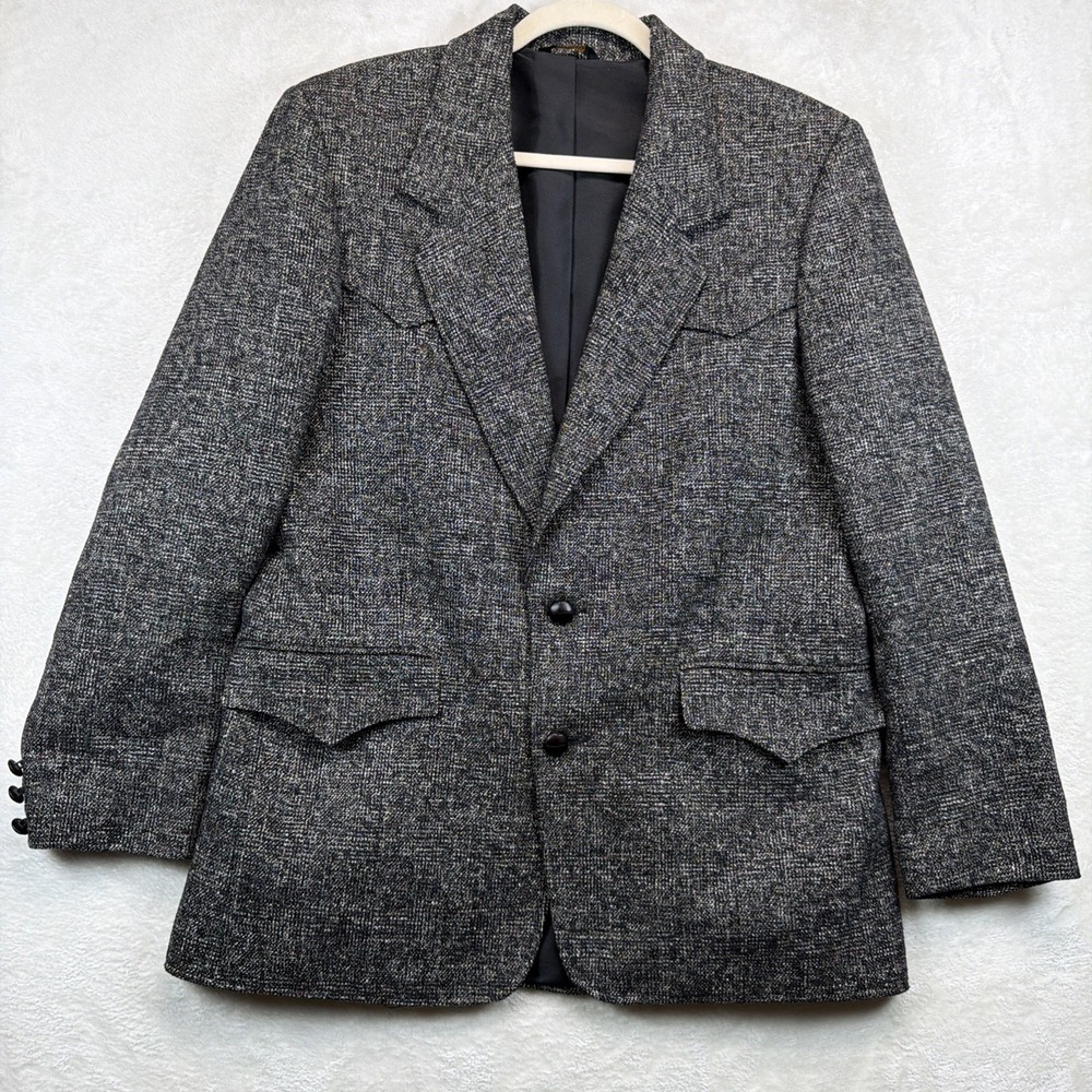 Pioneer Wear Western Sport Coat Blazer 40 Gray Wool Blend Made USA Men's